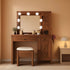 Contemporary Rustic Brown Vanity Desk With Lighting-0