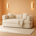 78Inch Convertible Sleeper Sofa Bed Beige Upholstery-0