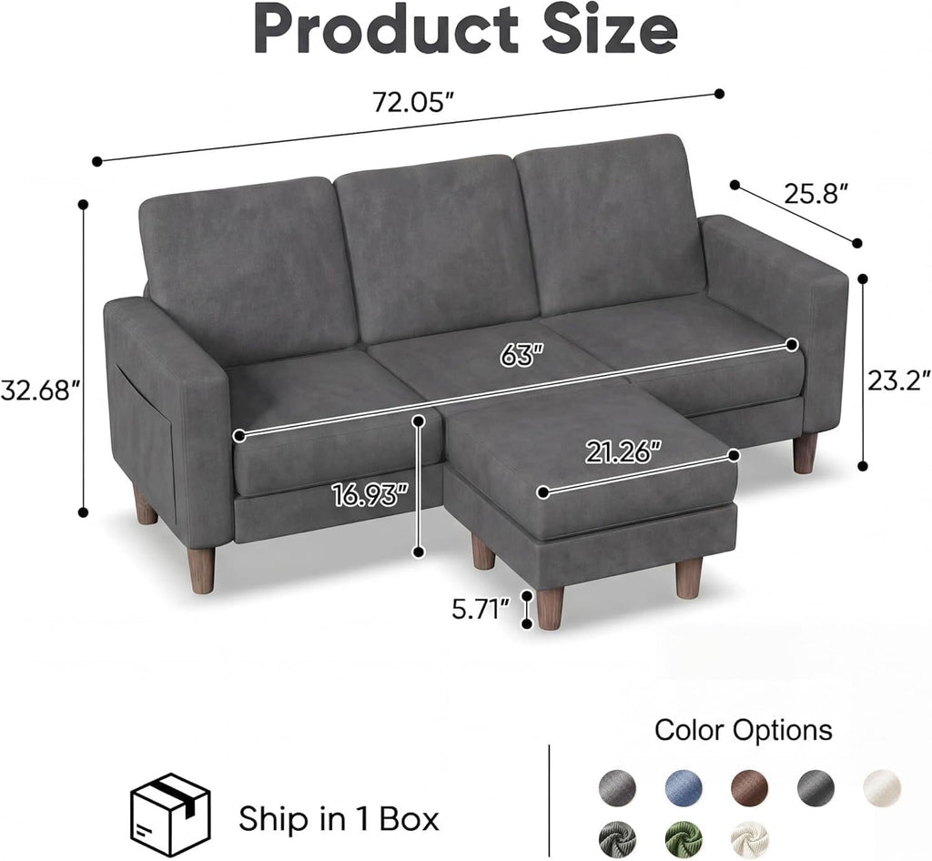 L-Shaped Sectional Sofa Graphite Grey Storage Ottoman-1