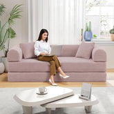 Transformable Sofa Bed QueenSize Pink Folding Frame-1
