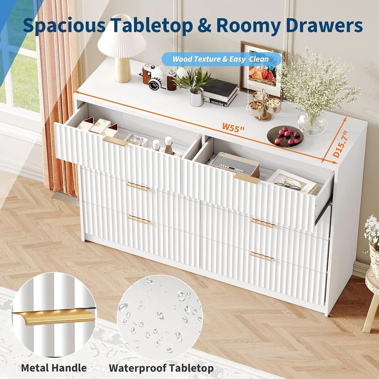 White Solid Maple Dresser Anti Tip LargeCapacityDrawers-4