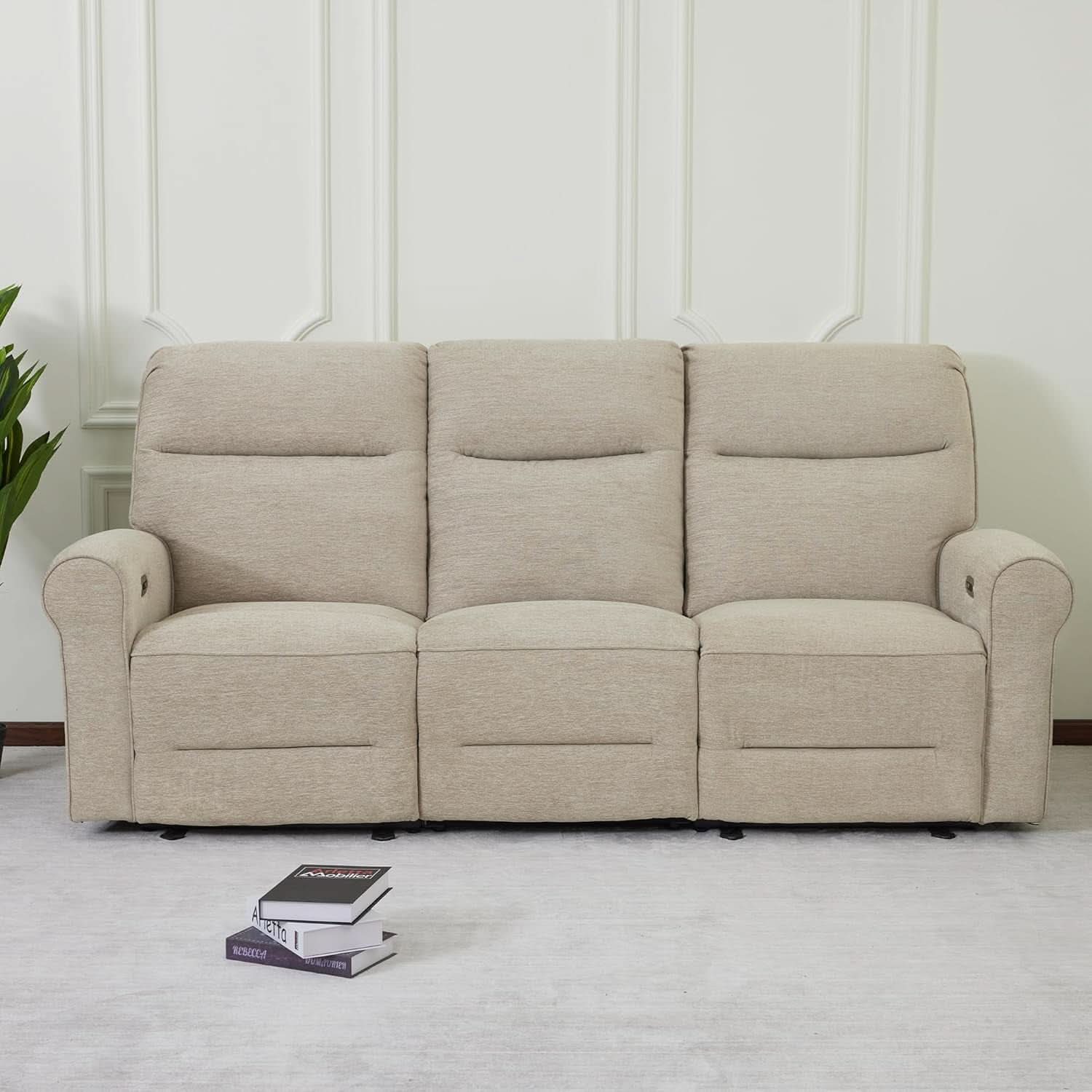 87.8 Inch Wall Hugger Reclining Sofa With Drop Down Table-4