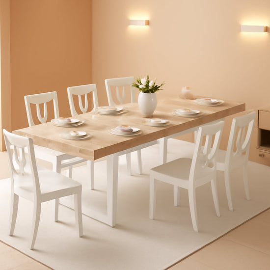 Extendable Dining Table White Oak Rectangular Farmhouse-0