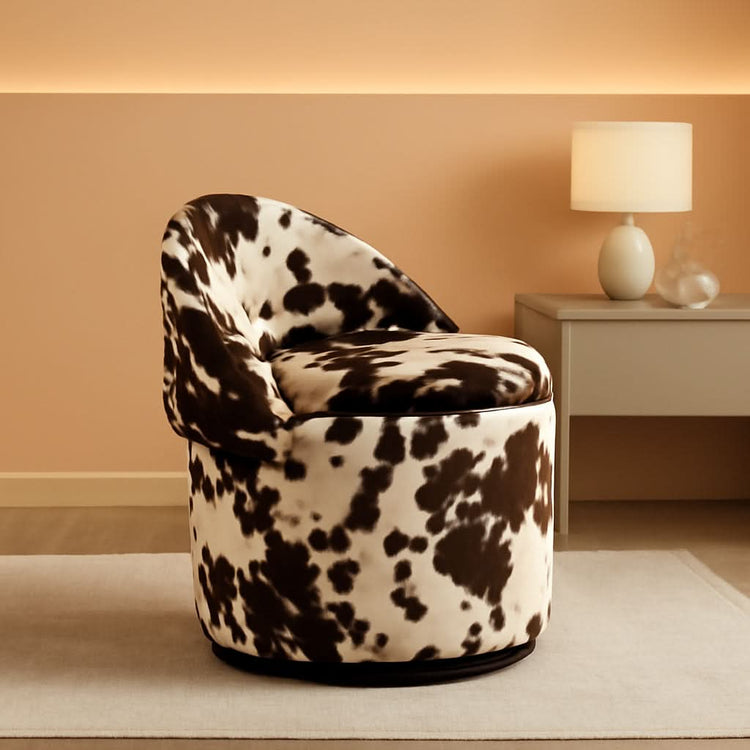 Milk Cow Velvet Upholstered Vanity Chair Storage Swivel-0