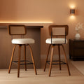 Swivel Counter Height Bar Stools Cream White Rattan Back-0