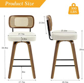 Swivel Counter Height Bar Stools Cream White Rattan Back-1